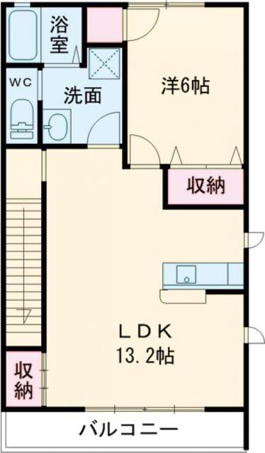 キャプリコーン エス B(1LDK/2階)の間取り写真