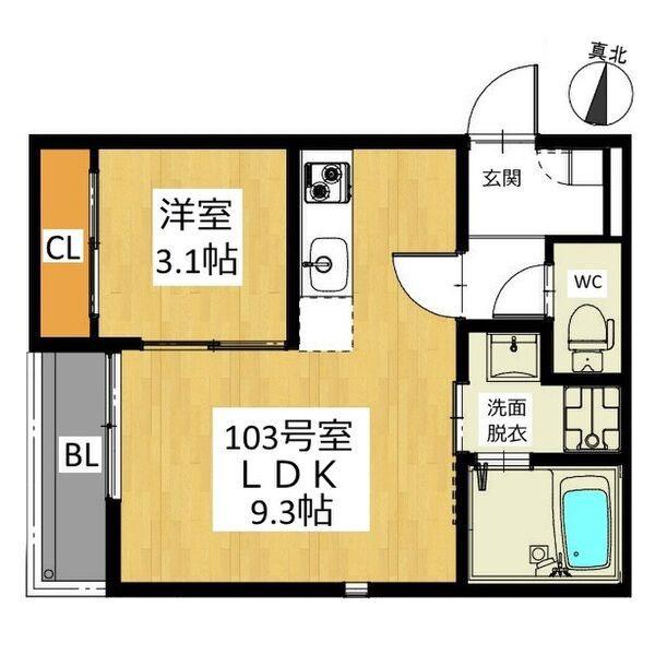 GRANDTIC 金山(1LDK/1階)の間取り写真