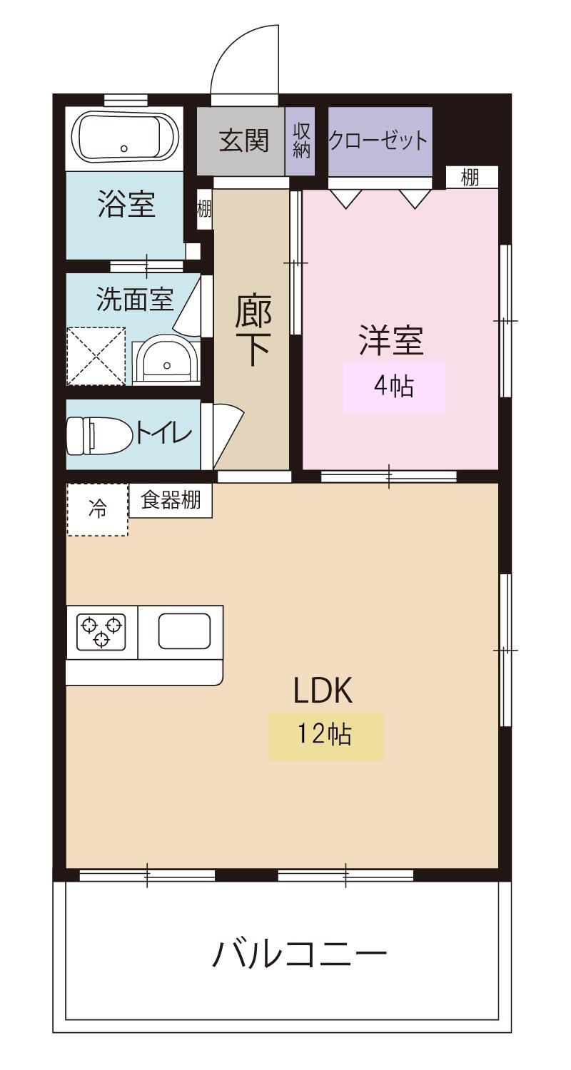 ゴールドアルモ経塚(1LDK/2階)の間取り写真