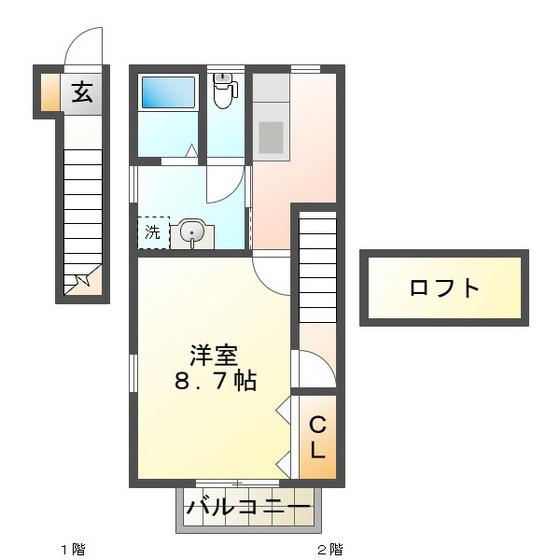 ビラアカシア(1K/2階)の間取り写真
