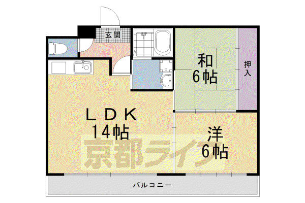 メゾン太秦(2LDK/2階)の間取り写真