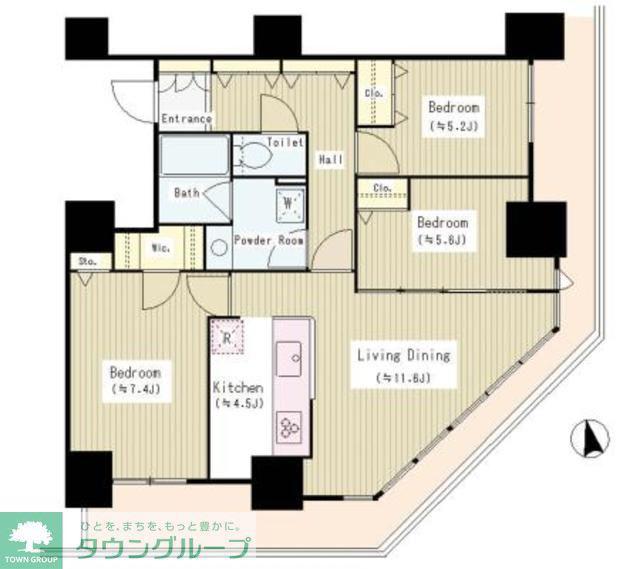 勝どきビュータワー(3LDK/30階)の間取り写真