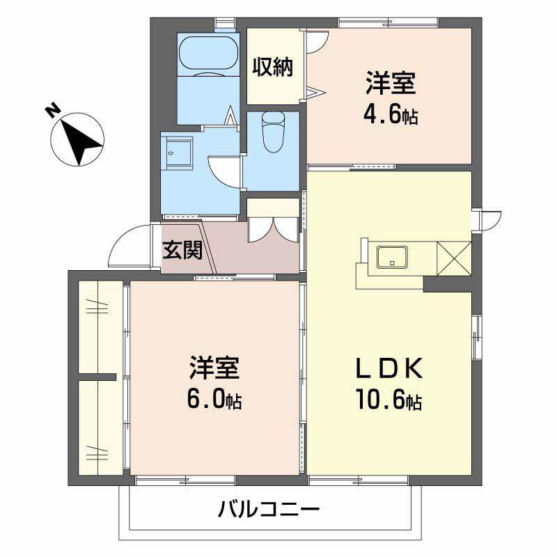 ビューハイム松野(2LDK/1階)の間取り写真
