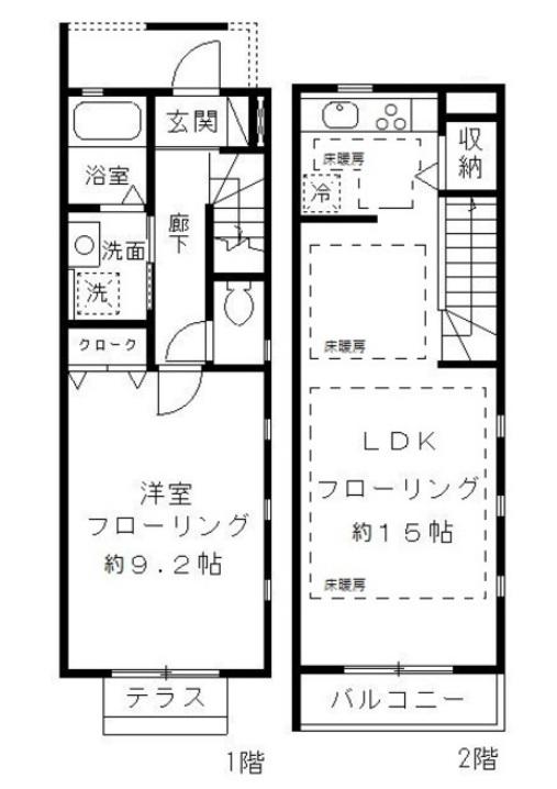八雲K&F(1LDK/2階)の間取り写真