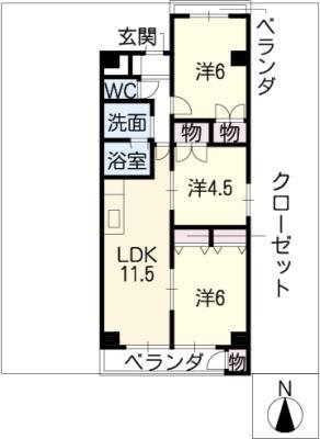 カスティージョ・ナカヌマ(3LDK/3階)の間取り写真