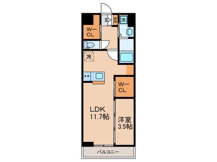 シュライン三ヶ森PREMIUMRESIDENCE(1LDK/5階)の間取り写真