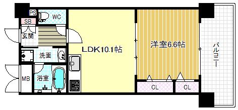 ベリー海老江(1LDK/5階)の間取り写真