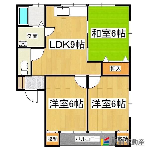 リバティー古賀(3DK/1階)の間取り写真