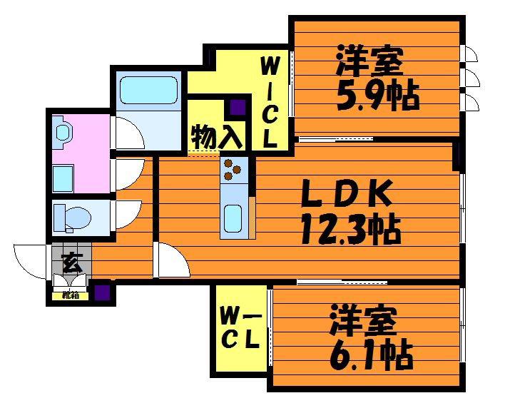 ファーストヒルズ(2LDK/1階)の間取り写真