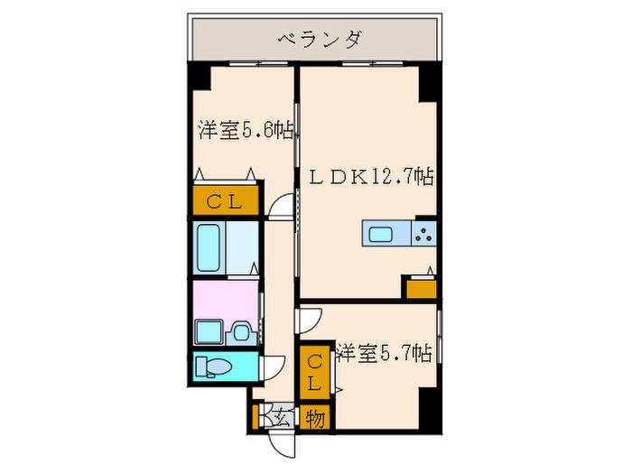 グランレブリー桂川グレイスレジデンス(2LDK/7階)の間取り写真