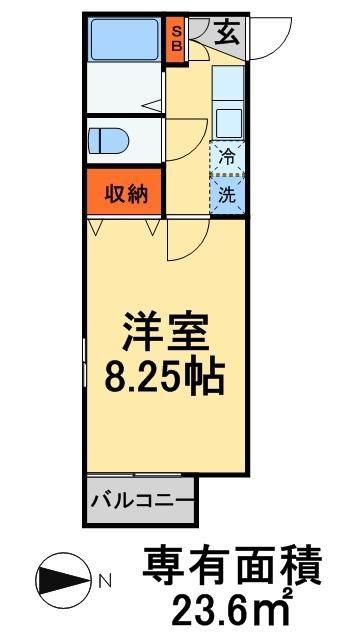 リトルリバー(1K/1階)の間取り写真