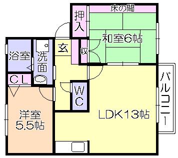 ミーツハオスKII(2LDK/2階)の間取り写真