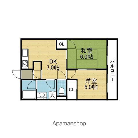 カタヤマコーポ(2DK/3階)の間取り写真