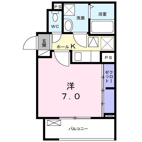 パティオ桜ヶ丘(1K/1階)の間取り写真