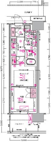 プラウド川越(2K/3階)の間取り写真