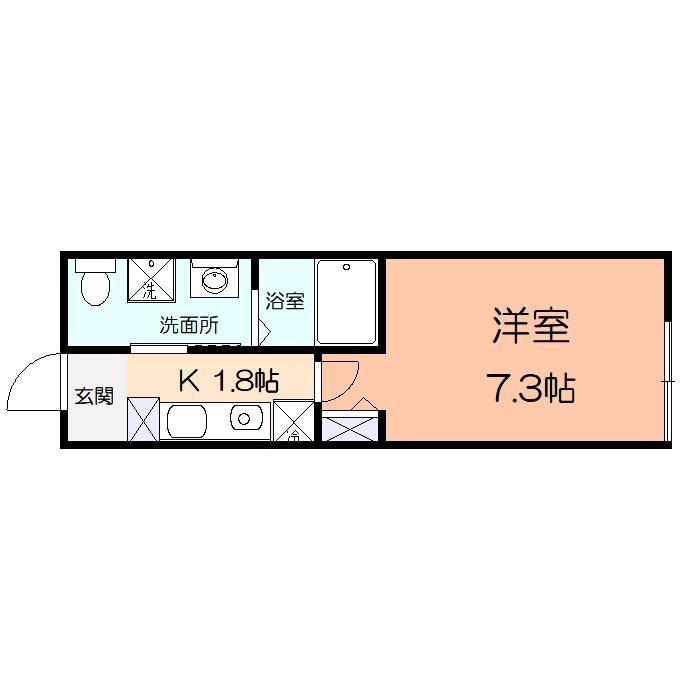 アピタシオン(1K/1階)の間取り写真