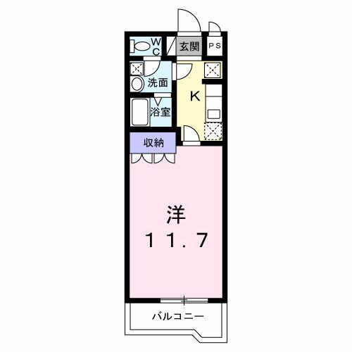 CARROT I(1K/2階)の間取り写真