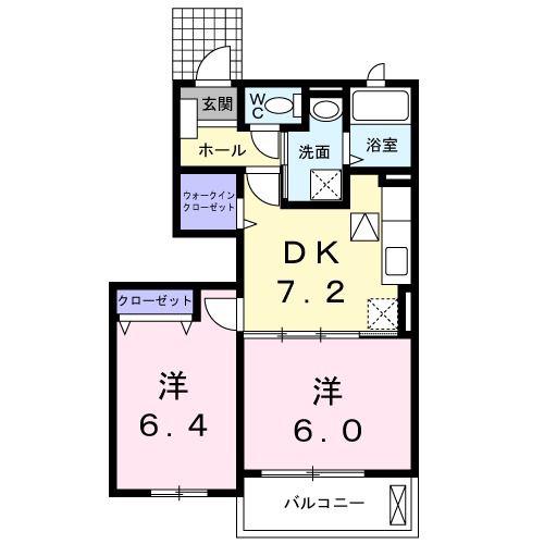 ブリアールA(2DK/1階)の間取り写真
