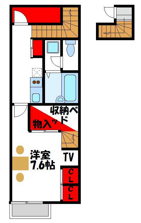 レオパレス花見が丘 K T(1K/2階)の間取り写真