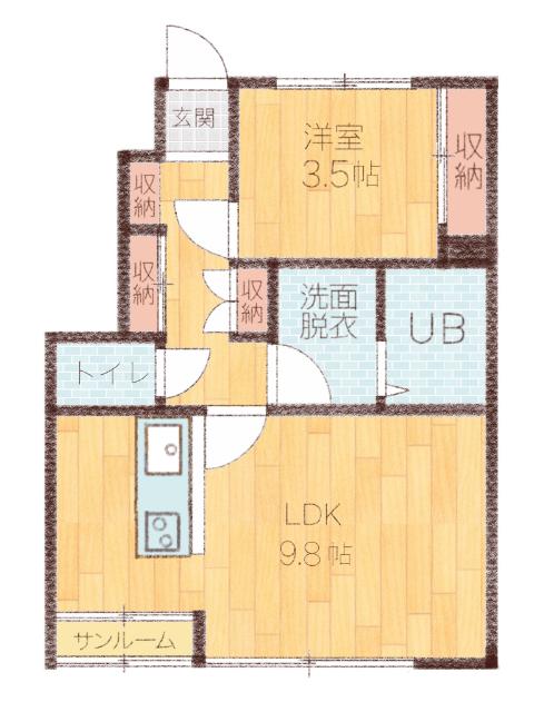 神宮寺尾(1LDK/1階)の間取り写真