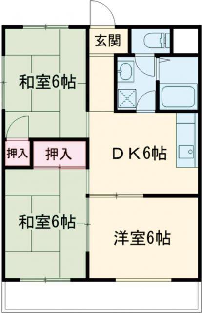 アスカII(3DK/3階)の間取り写真