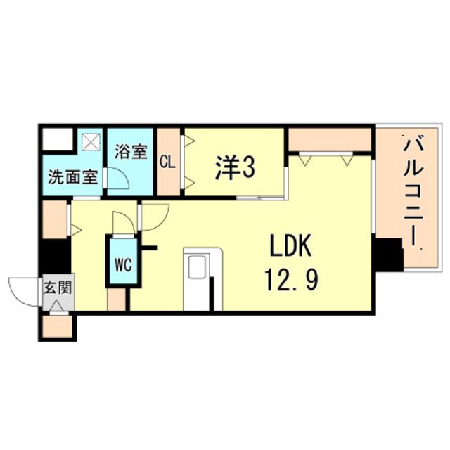 スプランディッド王子公園(1LDK/8階)の間取り写真