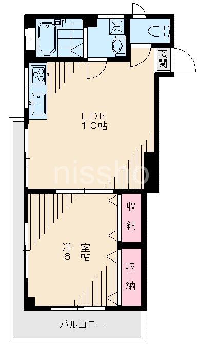 サンハイツ若宮(1LDK/2階)の間取り写真