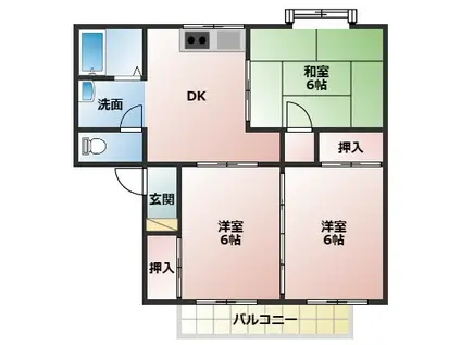 セジュール亜希A棟(3DK/2階)の間取り写真