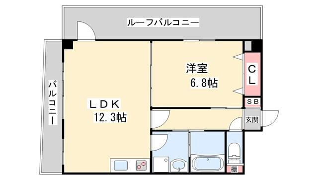 パルテール灘(1LDK/7階)の間取り写真