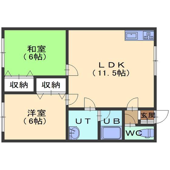 昭栄荘 NO6(2LDK/2階)の間取り写真