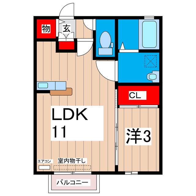 バローネ・イースト(1LDK/1階)の間取り写真
