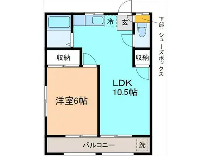 メゾンT1(1LDK/2階)の間取り写真