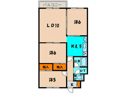 ピアコート神山(3LDK/4階)の間取り写真