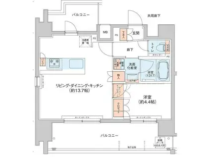 アジールコート新高円寺(1LDK/6階)の間取り写真