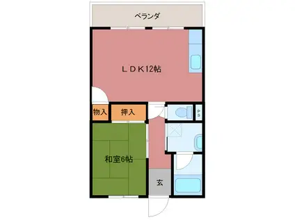 サンハイツ遠の森(1LDK/6階)の間取り写真