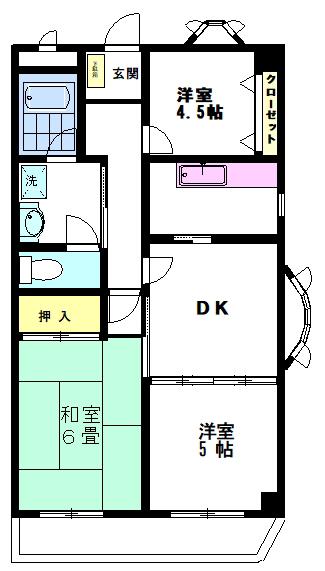 畑中ビル(3DK/6階)の間取り写真