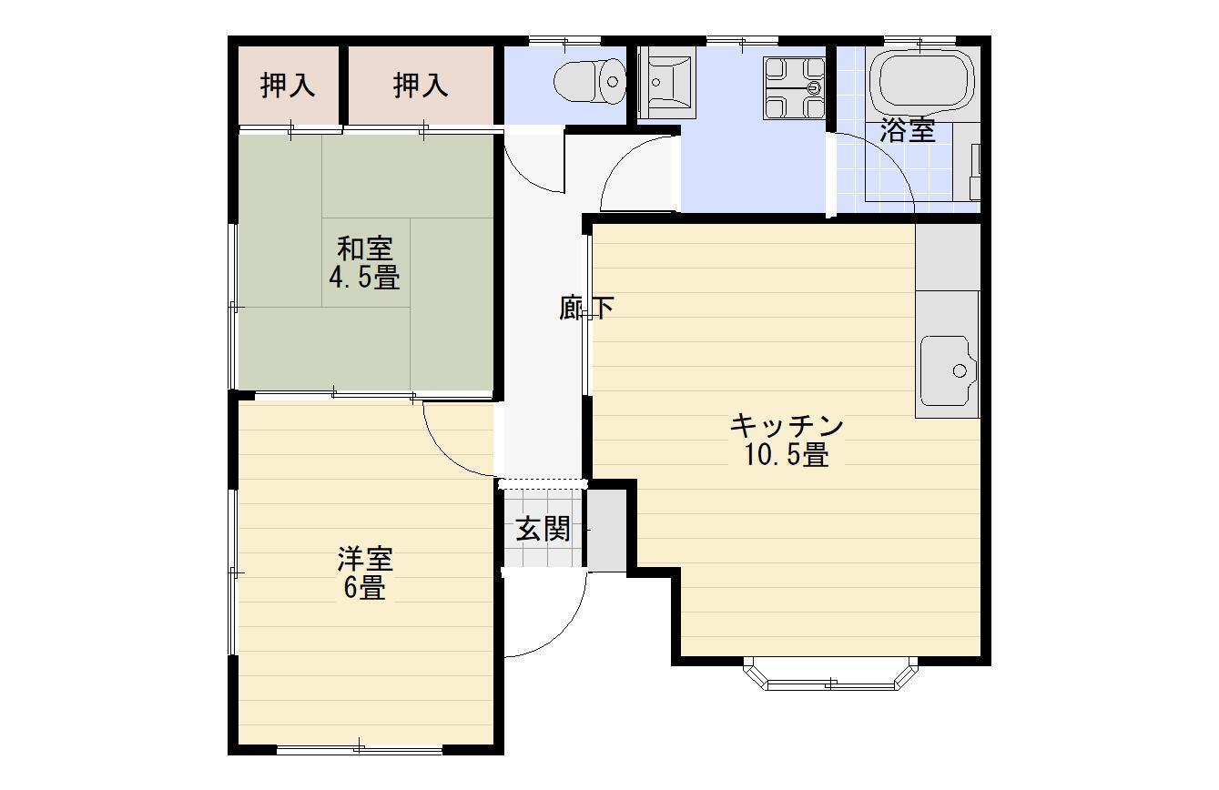 コーポ井手(2LDK/1階)の間取り写真