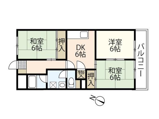 アイレスト牛田早稲田(3DK/4階)の間取り写真