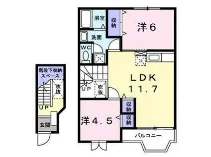 CRESTALL ブルーベリー(2LDK/2階)の間取り写真