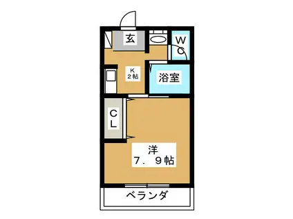 ヴィレッジハウス(1K/3階)の間取り写真