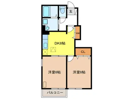 グレイスB(2DK/1階)の間取り写真
