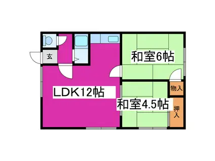ハイツ石岡(2LDK/3階)の間取り写真