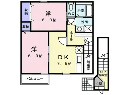 クレストールエム(2DK/2階)の間取り写真