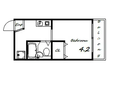ときわ妙法寺レクラン(1K/2階)の間取り写真