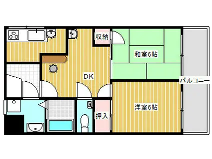 マンションスターダスト(2DK/1階)の間取り写真
