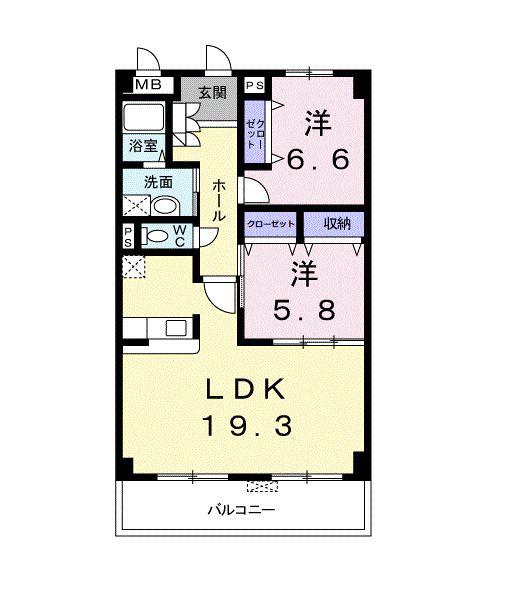 サニーレジデンスYK(2LDK/1階)の間取り写真