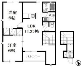 グランソレイユB棟(2LDK/2階)の間取り写真