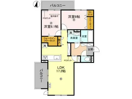 CASA. FILANTE V(2LDK/2階)の間取り写真