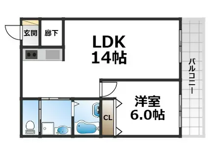 レグノ ツウラ(1LDK/2階)の間取り写真
