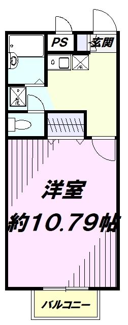 アムール中原(1K/2階)の間取り写真